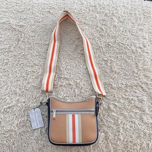 Vera Bradley Beige Crossbody Bag with Orange Stripes